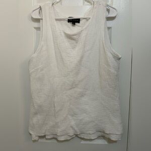 White linen high neck tank top